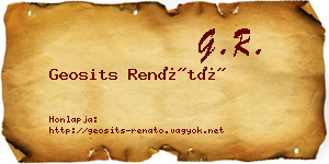 Geosits Renátó névjegykártya